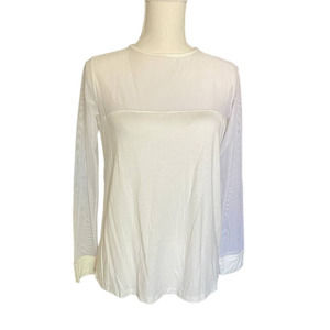 NWT Rachel Pally Womens Crew Neck Sheer Top Long Sleeve Size XS White